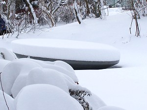 die Drehplatte mit Schneehaube